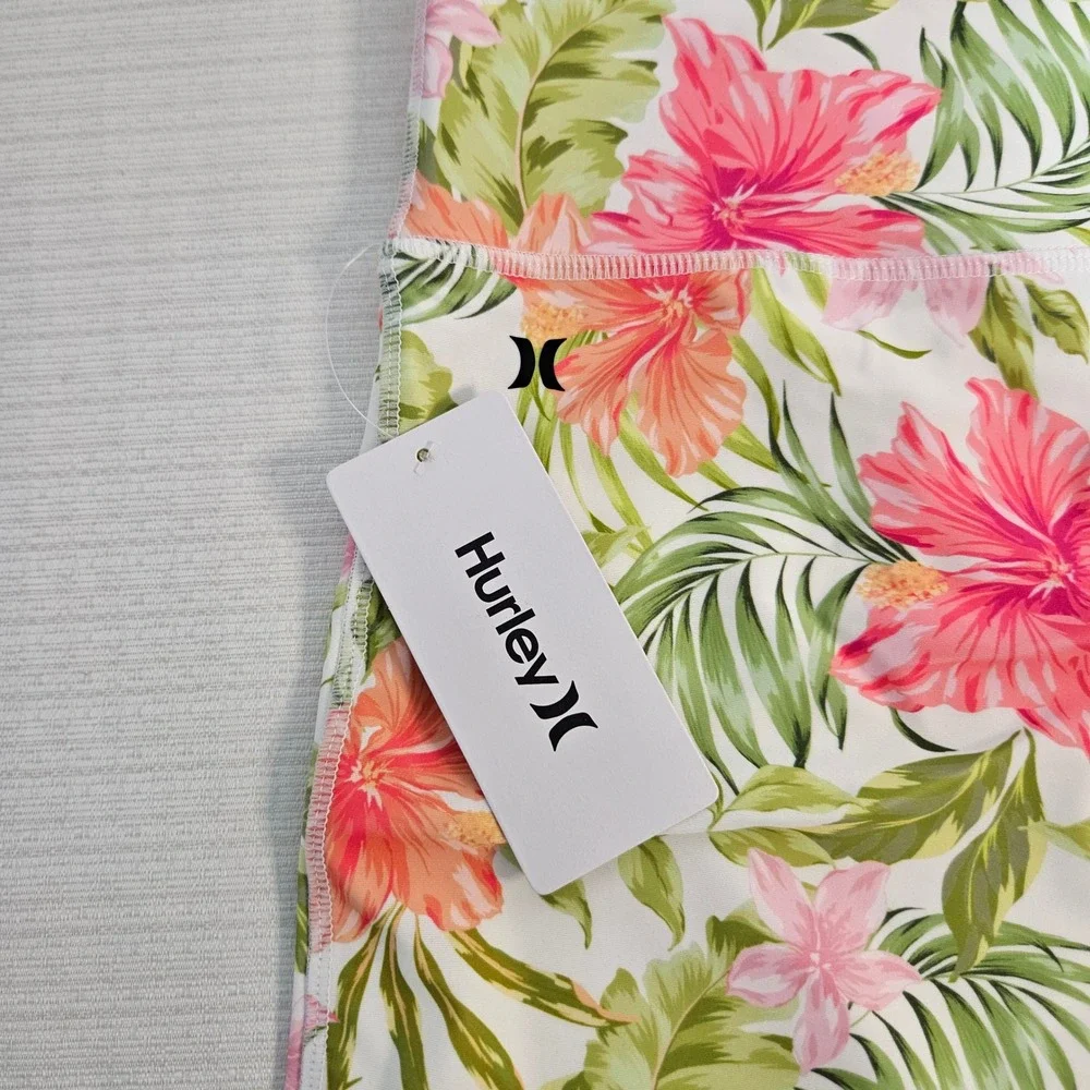 Hurley Womens Rash Guard and Swim Shorts Set Floral UPF 50 sz XL beach vacation - Picture 7 of 15